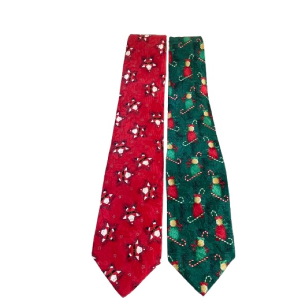 Robert Talbott Men's Christmas Santa Star  & Candy Cane Gift Ties